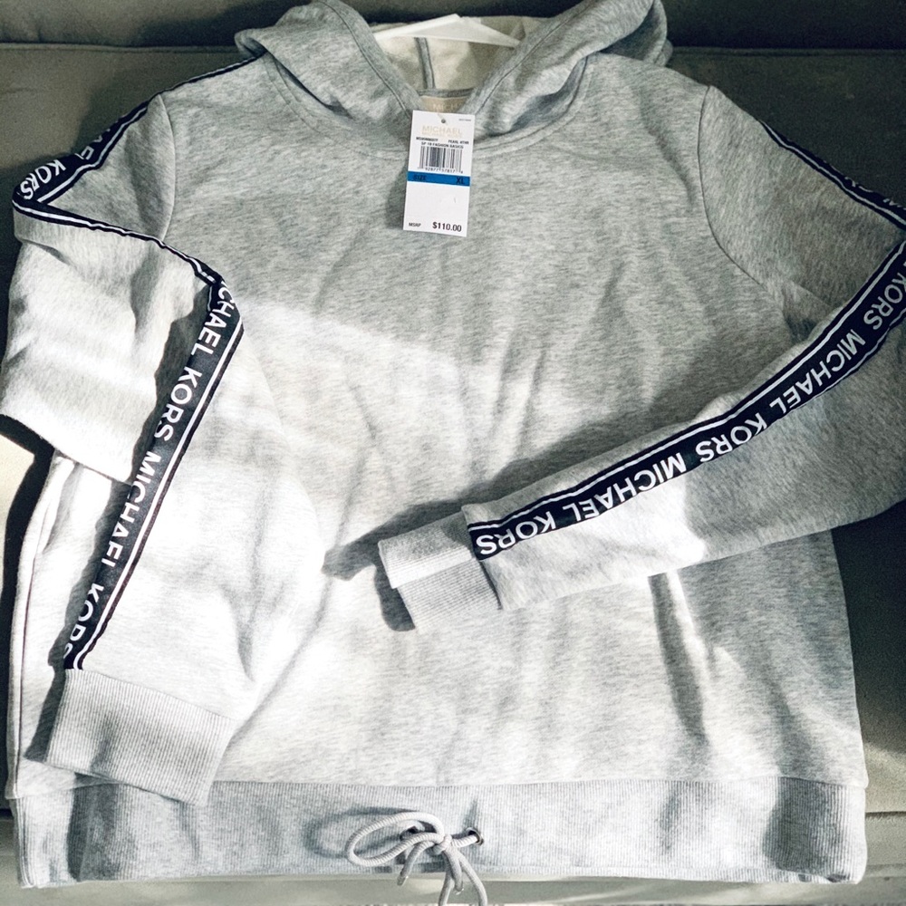 Brand New! Grey Micheal Kors crop hoodie